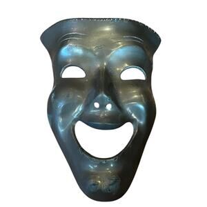 Vintage Solid Brass Theater Drama Comedy Mask Wall Hanging Decor 7”